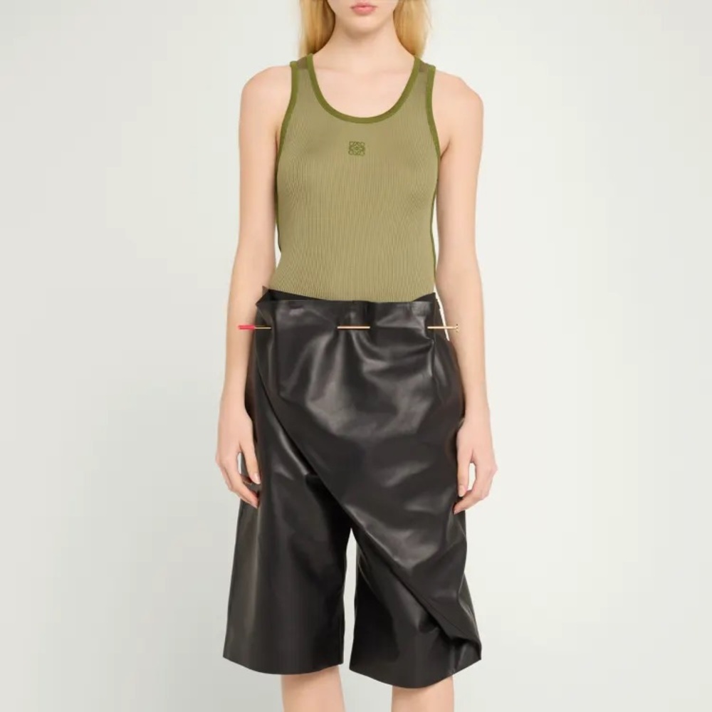 SOLD NWT LOEWE Anagram Tank Top Ribbed Military Green Size Large 100% silk $690 - Picture 10 of 10